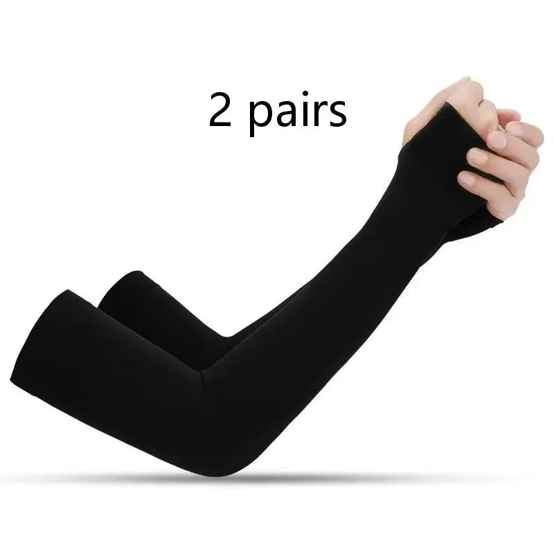 2 Pairs Black Summer Outdoor Riding Driving Arm Guard Hand Sleeve Cover