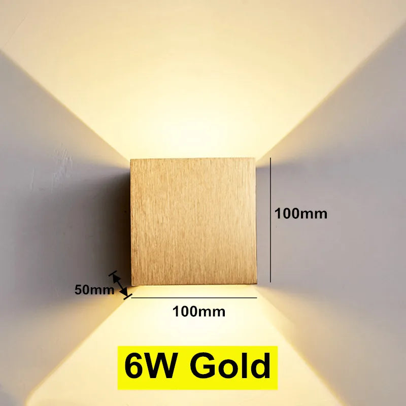 Indoor LED Wall Lamp Aluminium Cube Style Wall Light For Bedroom Living Room Corridor Aside Lighting AC110V 220V