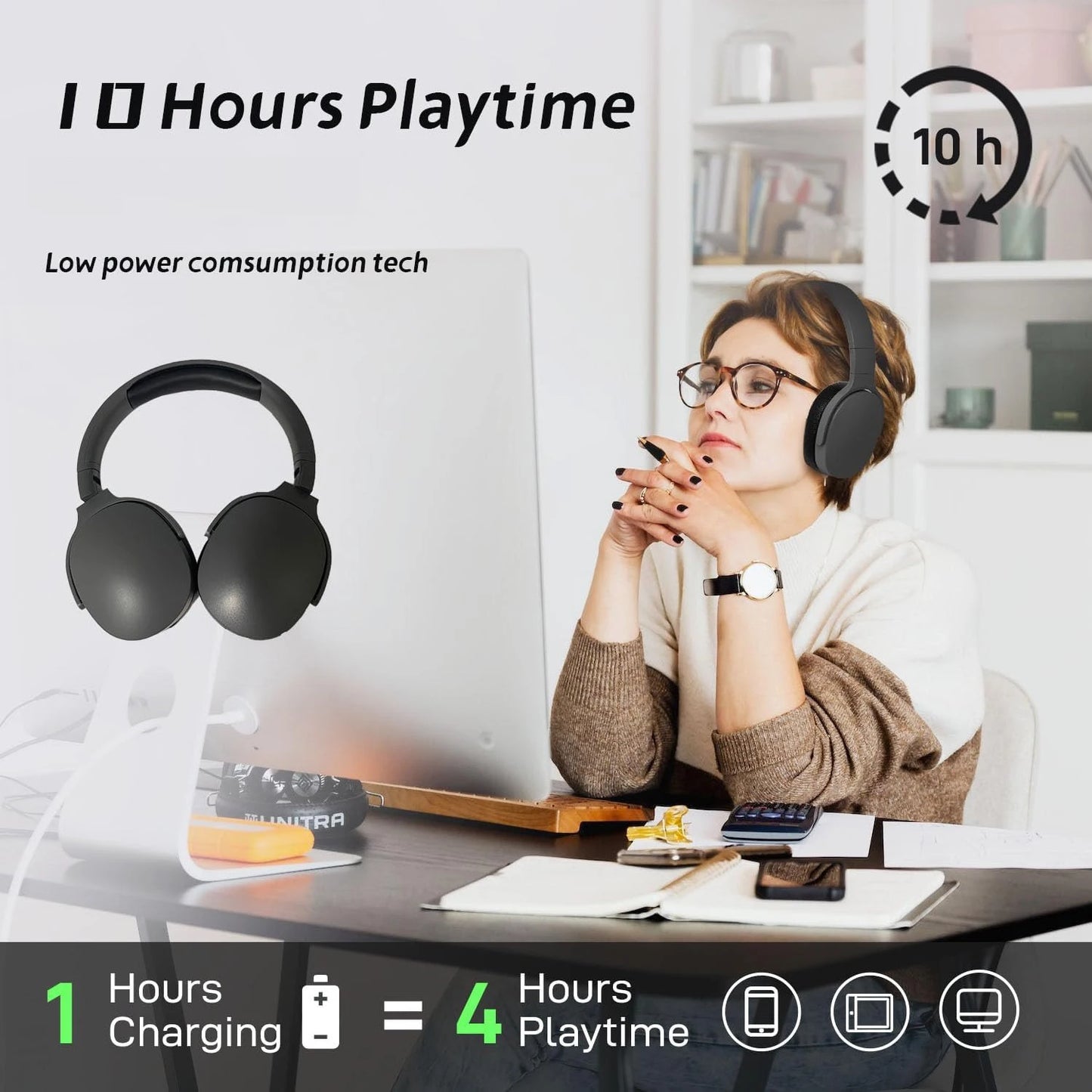 NEWMSNR Wireless Bluetooth5.3 Headphones with HD Mic