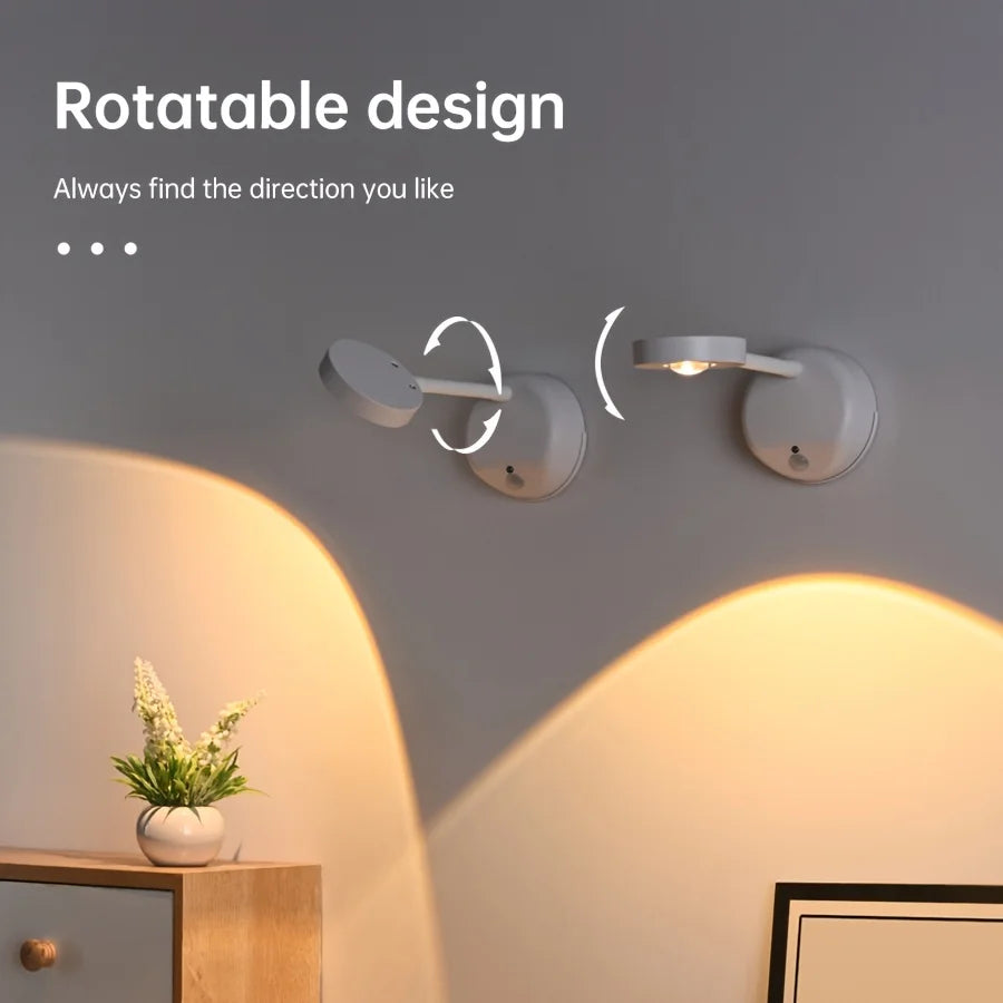1pc Rechargeable Spotlight No Wiring No Punching No Installation Wireless Home Background Wall Mural Light Smart Led Wall Light
