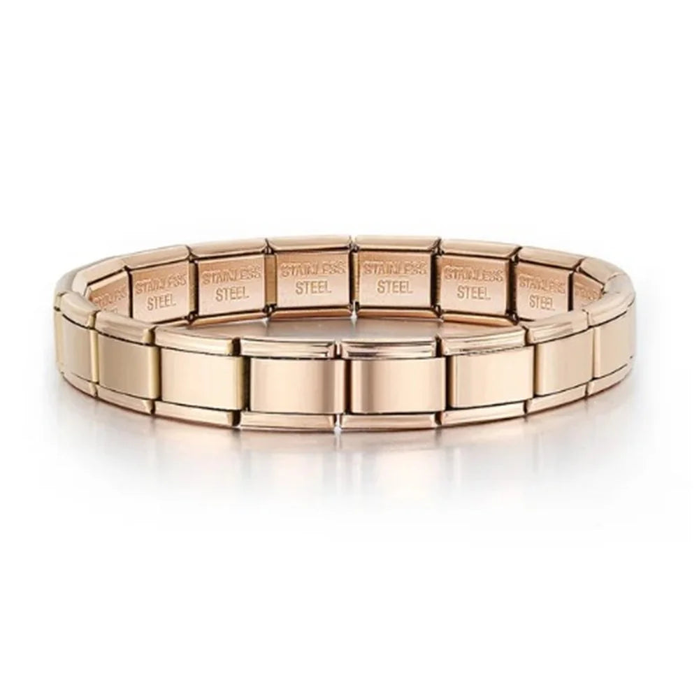 9mm Width Italian Charm Bracelet Fashion Stainless Steel Bangle Elastic Link Chain High Quality Factory DIY