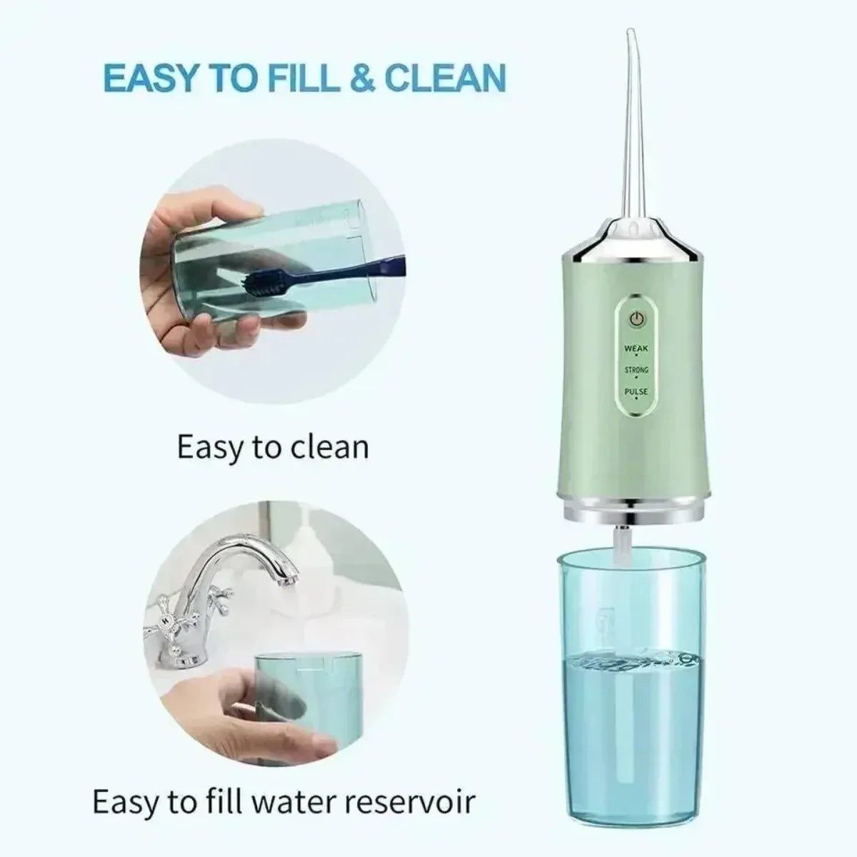 Oral Irrigator Portable Dental Water Flosser USB Rechargeable Water Jet Floss Tooth Pick 4 Jet Tip 220ml 3 Modes Teeth PH260