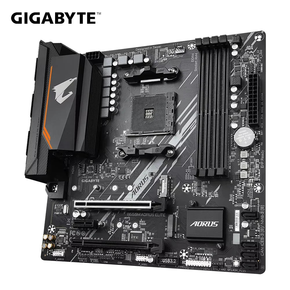 GIGABYTE B550M AORUS ELITE Micro-ATX DDR4 AMD Motherboard B550 128 GB PCI - E 4.0 AM4 USB3.2 Double channel placa mae