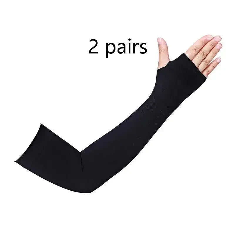 2 Pairs Black Summer Outdoor Riding Driving Arm Guard Hand Sleeve Cover