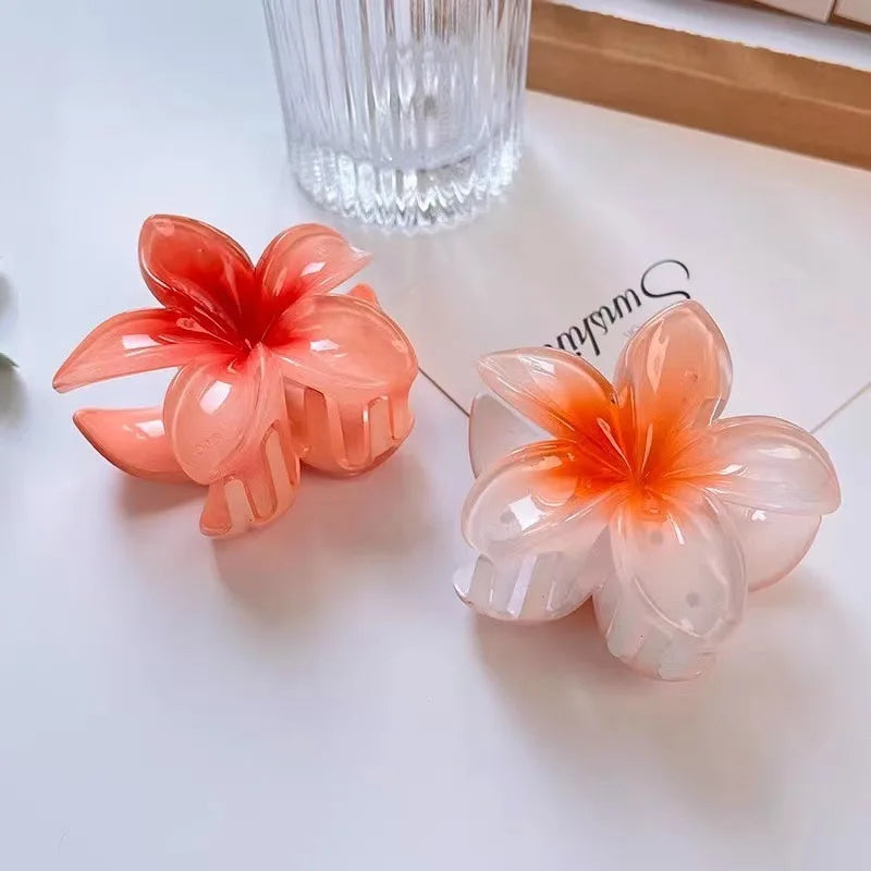 Six colors Gradient Flower Hair Styling Accessories Set Beach Style Hairpins Flower Claw Clips Hawaiian Style
