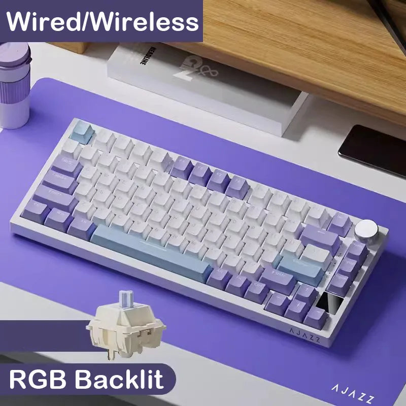AJAZZ AK820 Wireless Mechanical Gaming Keyboard - Hot-Swappable Switches,Three Mode Connectivity,Compact 75% layout Design