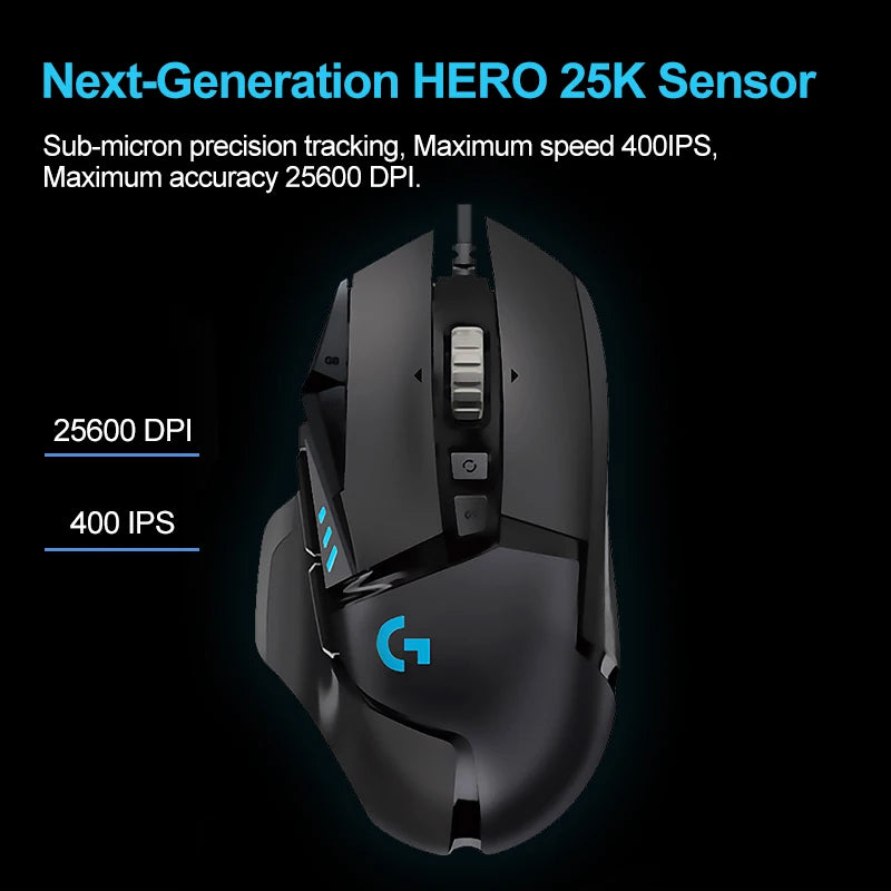 Logitech G502 HERO Cable Game Mouse High Performance RGB Light E-sports PUBG FPS Ergonomic Mice Adjustable Weight