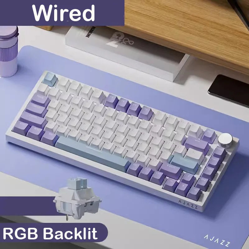 AJAZZ AK820 Wireless Mechanical Gaming Keyboard - Hot-Swappable Switches,Three Mode Connectivity,Compact 75% layout Design
