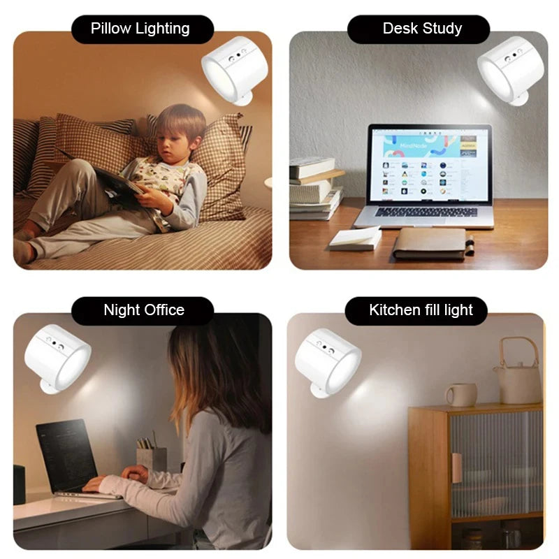LED Magnetic Wall Light Up and Down Style Black White Rotatable Sleep Guard Bedroom Bedside Lamp Living Room Night Lighting