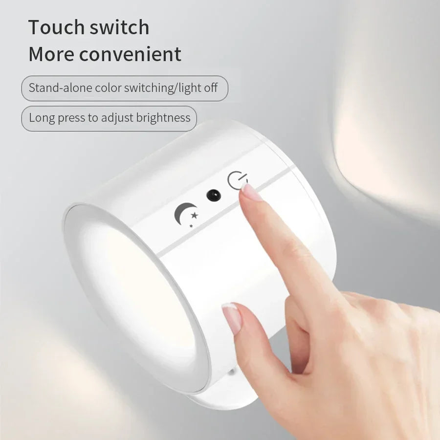 LED Magnetic Wall Light Up and Down Style Black White Rotatable Sleep Guard Bedroom Bedside Lamp Living Room Night Lighting