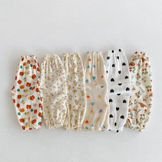 Anti Mosquito Pants For Children Clothing Summer New Style Kids Girl's Floral Trousers Loose Casual Baby Harem Pants 9m-6y 2024