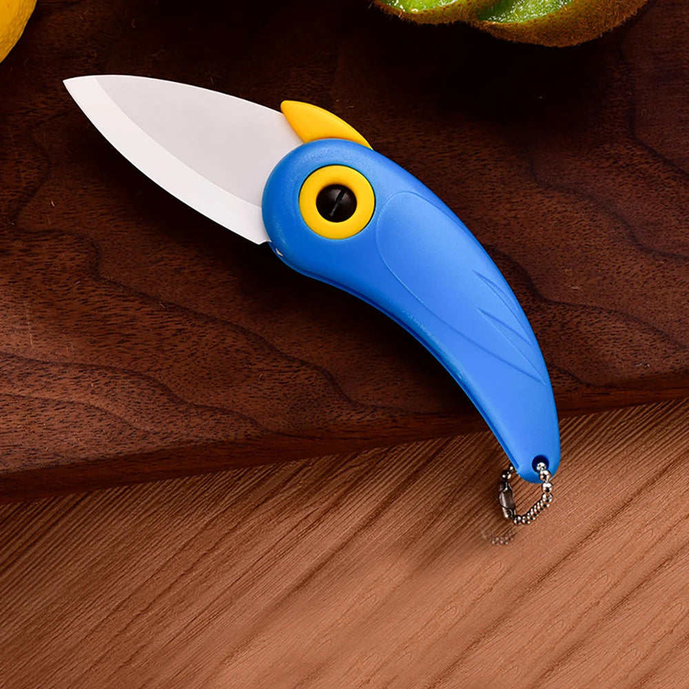 1PC Portable Ceramic Knife Creative Mini Cute Bird Multifunctional Foldable Fruit Knife Kitchen Tool