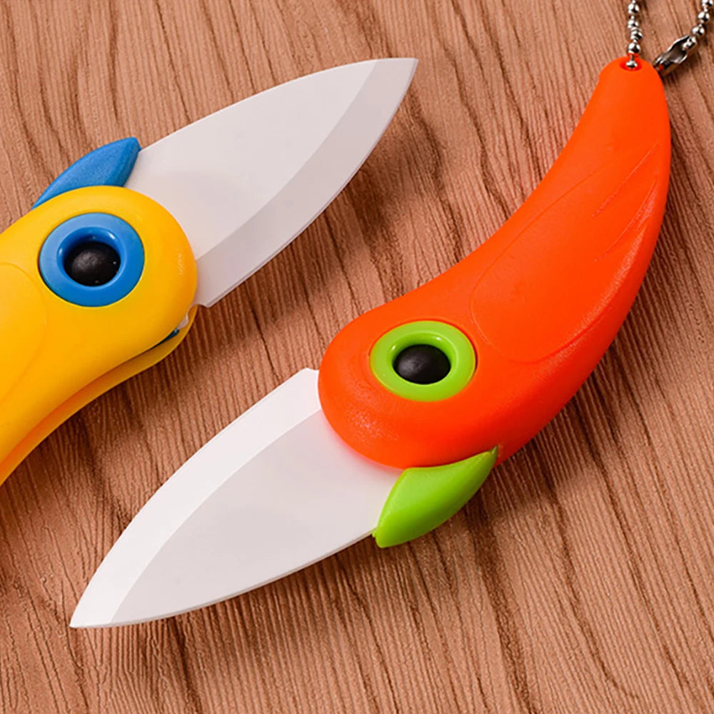 1PC Portable Ceramic Knife Creative Mini Cute Bird Multifunctional Foldable Fruit Knife Kitchen Tool