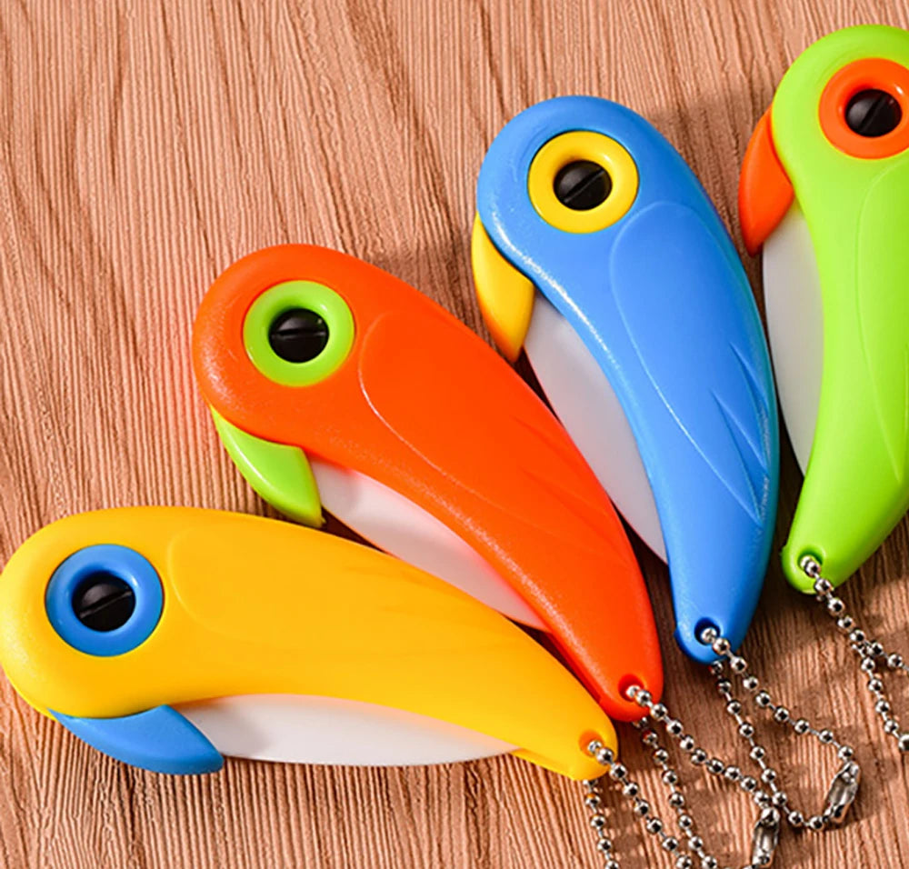 1PC Portable Ceramic Knife Creative Mini Cute Bird Multifunctional Foldable Fruit Knife Kitchen Tool