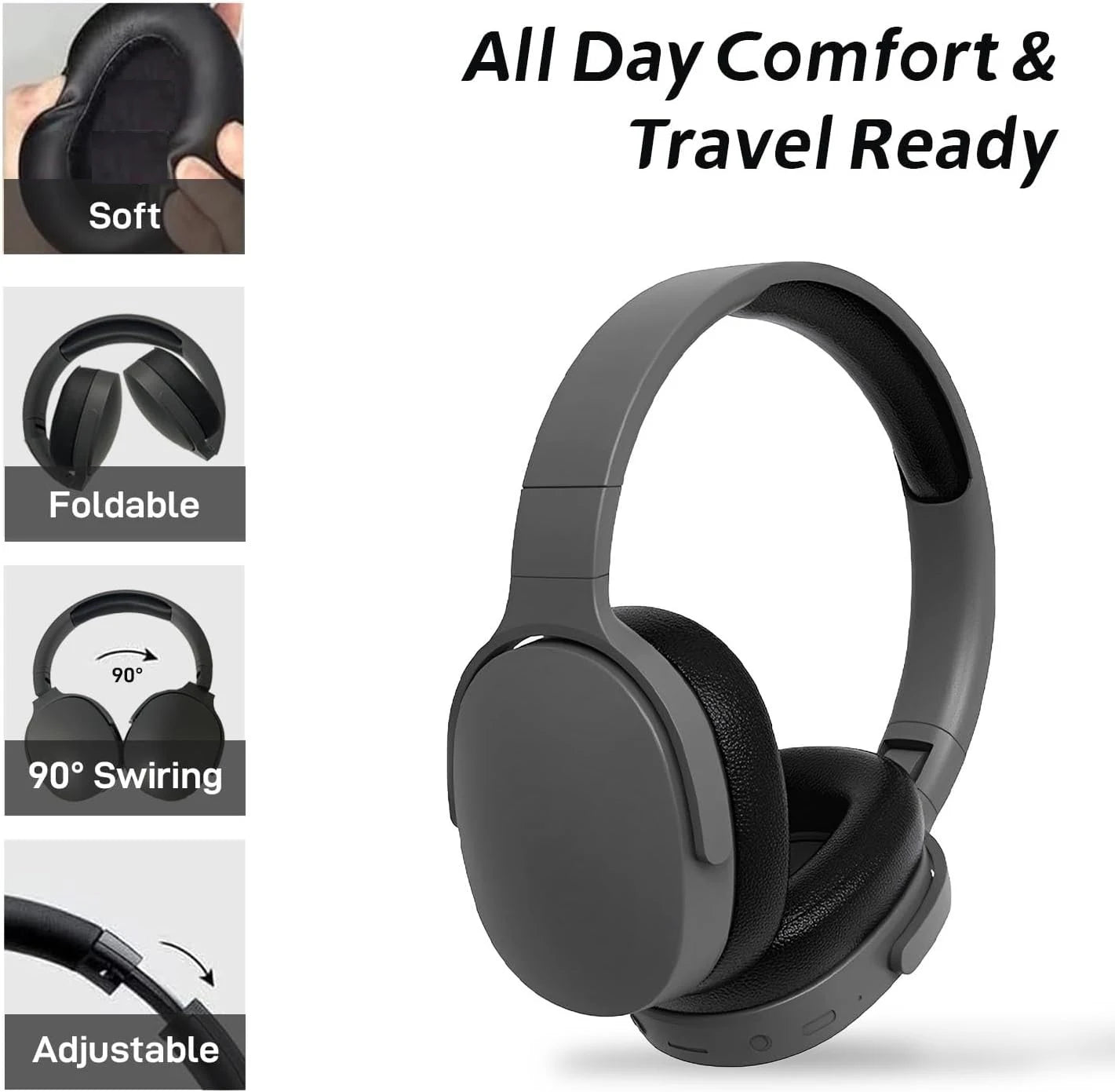 NEWMSNR Wireless Bluetooth5.3 Headphones with HD Mic