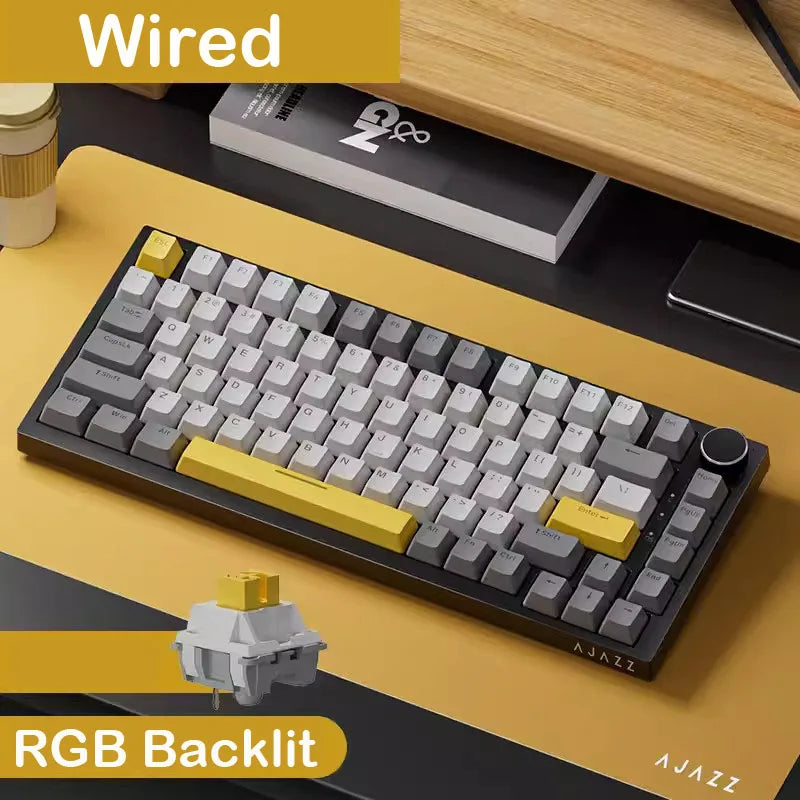 AJAZZ AK820 Wireless Mechanical Gaming Keyboard - Hot-Swappable Switches,Three Mode Connectivity,Compact 75% layout Design