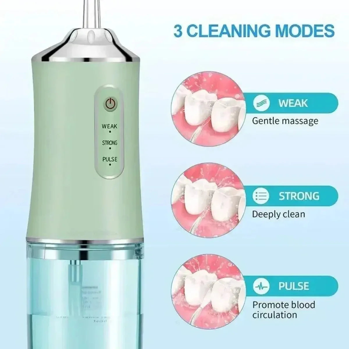 Oral Irrigator Portable Dental Water Flosser USB Rechargeable Water Jet Floss Tooth Pick 4 Jet Tip 220ml 3 Modes Teeth PH260