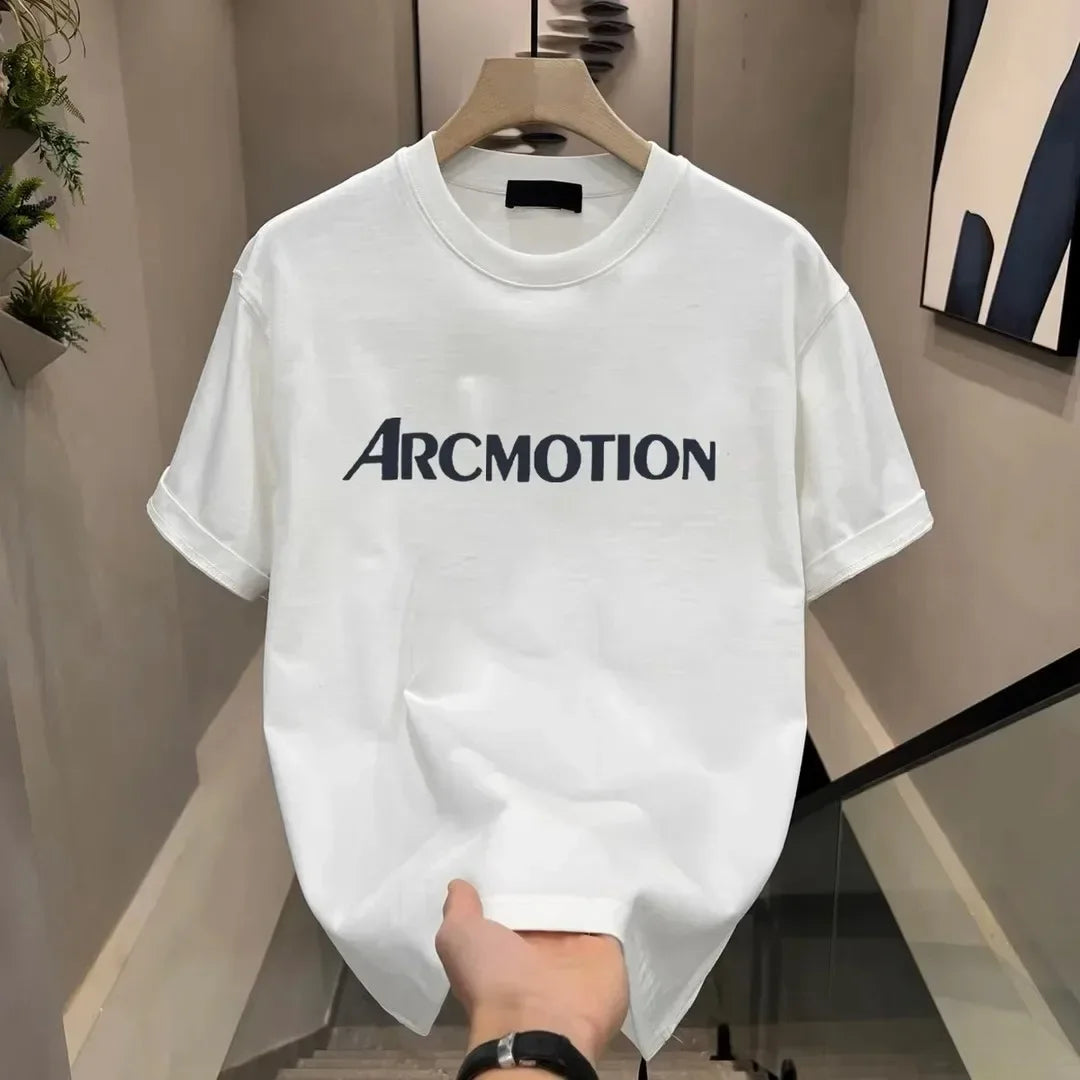 High End Short Sleeved Men's Trendy Round Neck Minimalist Printed Versatile Trendy Casual Top T-shirt WK001