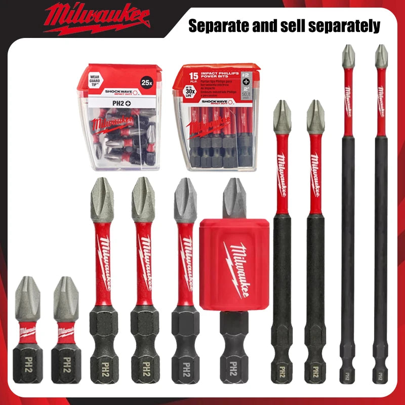 Milwaukee PH2 Impact Drill Bits 25mm/50mm/89mm/152mm Cross Screwdriver Head HSS Carpentry Sell Separately Power Tool Accessories