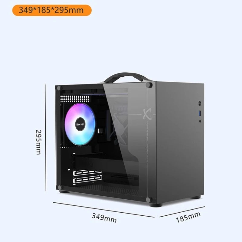 PowerTrain X-GAMER X100 M-ATX Portable Computer Case ITX  MATX  Power Supply Support U3 Type-C Desktop MINI Small Chassis