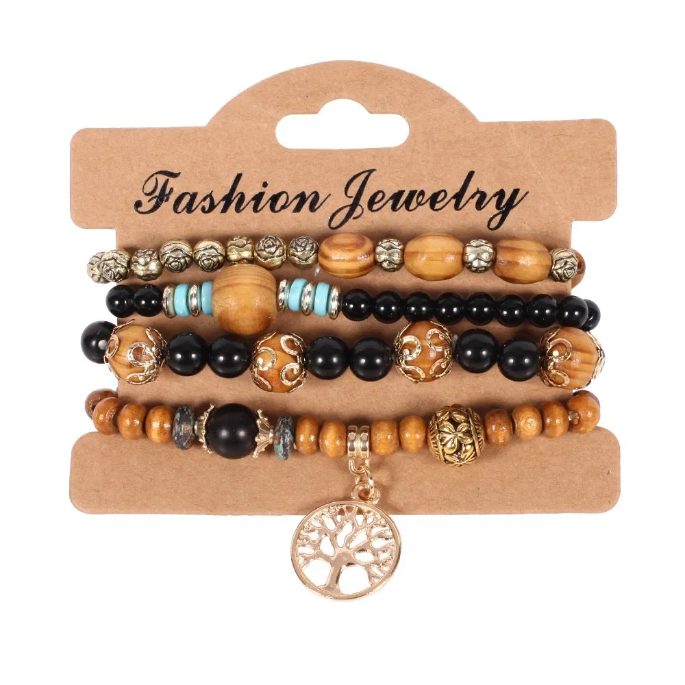 Bohemian Handmade Beads Bracelet Set For Women Summer Colorful Beaded Chain Bangle Girls Boho Jewelry Accessories