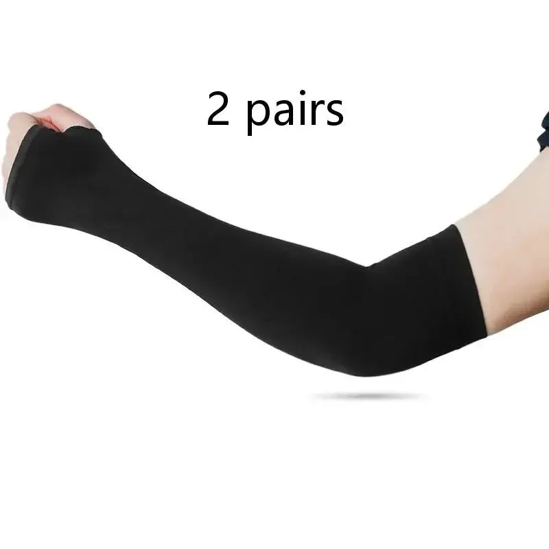 2 Pairs Black Summer Outdoor Riding Driving Arm Guard Hand Sleeve Cover