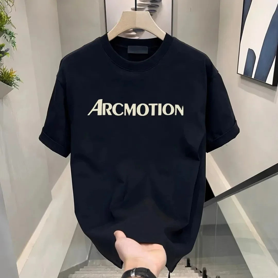 High End Short Sleeved Men's Trendy Round Neck Minimalist Printed Versatile Trendy Casual Top T-shirt WK001
