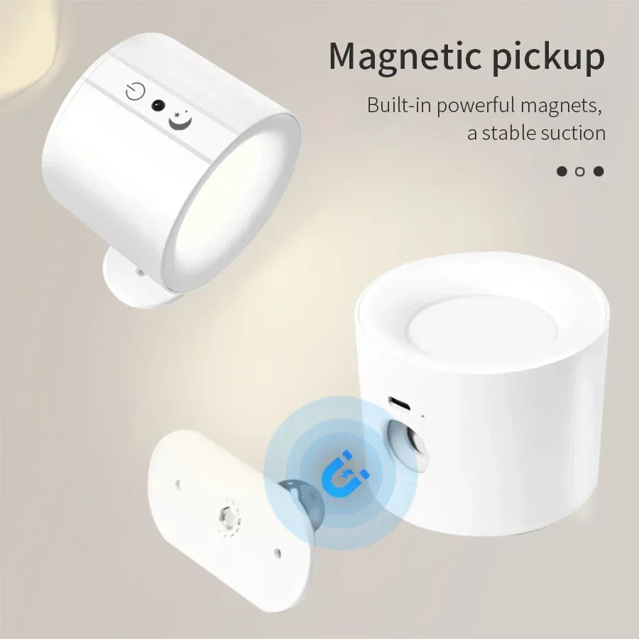 LED Magnetic Wall Light Up and Down Style Black White Rotatable Sleep Guard Bedroom Bedside Lamp Living Room Night Lighting