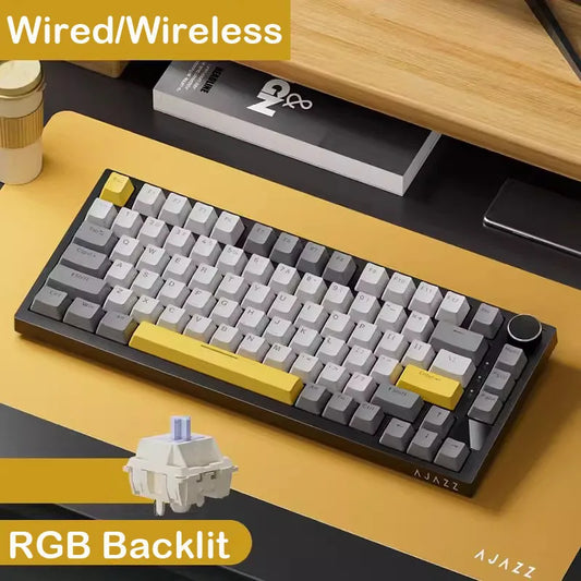 AJAZZ AK820 Wireless Mechanical Gaming Keyboard - Hot-Swappable Switches,Three Mode Connectivity,Compact 75% layout Design