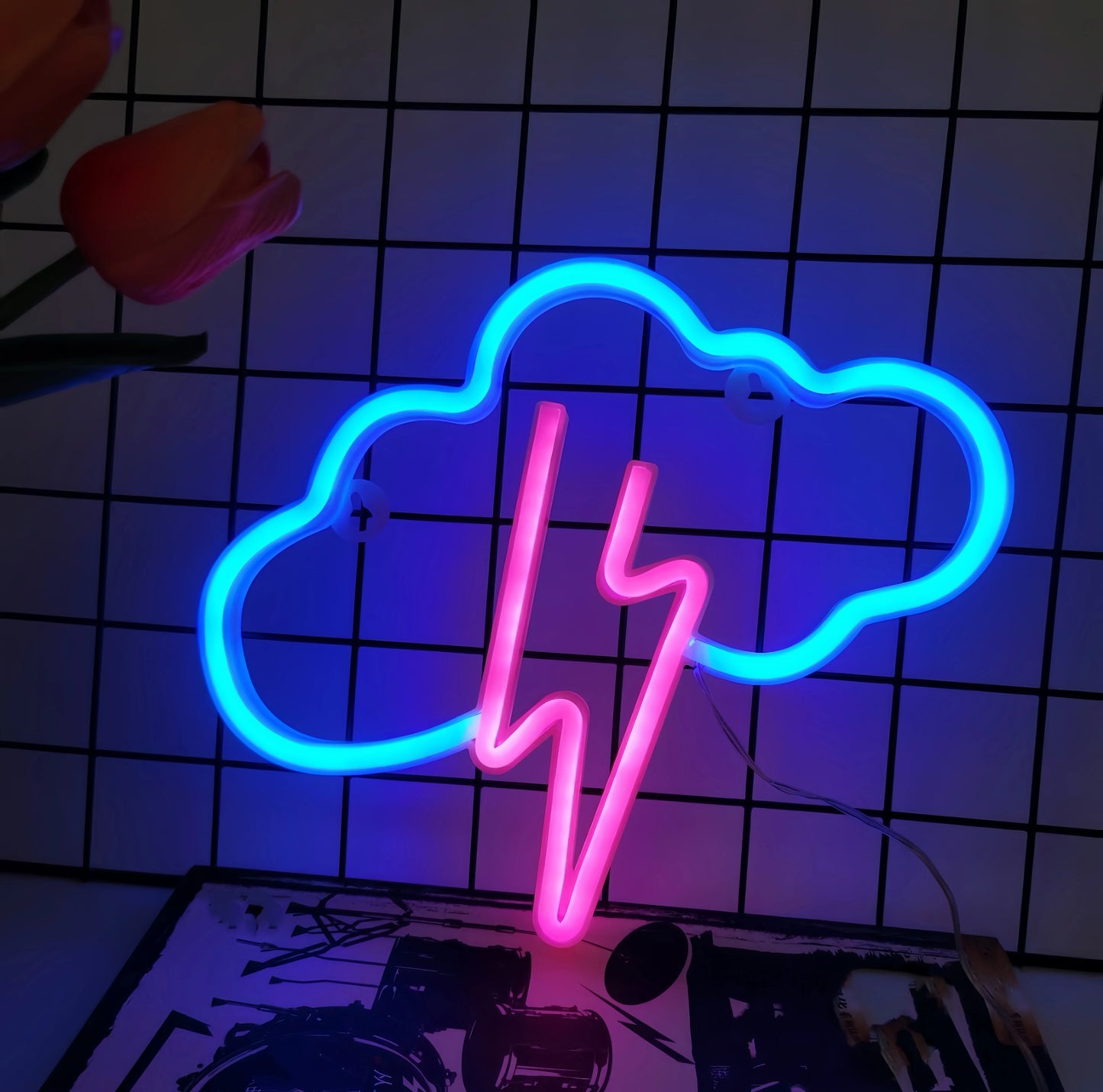 1pc, cool neon light battery/USB power supply, game room bedroom party, wedding girl boy room decoration light, birthday gift