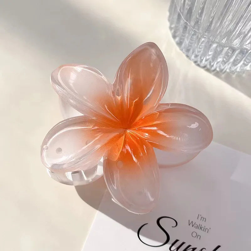 Six colors Gradient Flower Hair Styling Accessories Set Beach Style Hairpins Flower Claw Clips Hawaiian Style