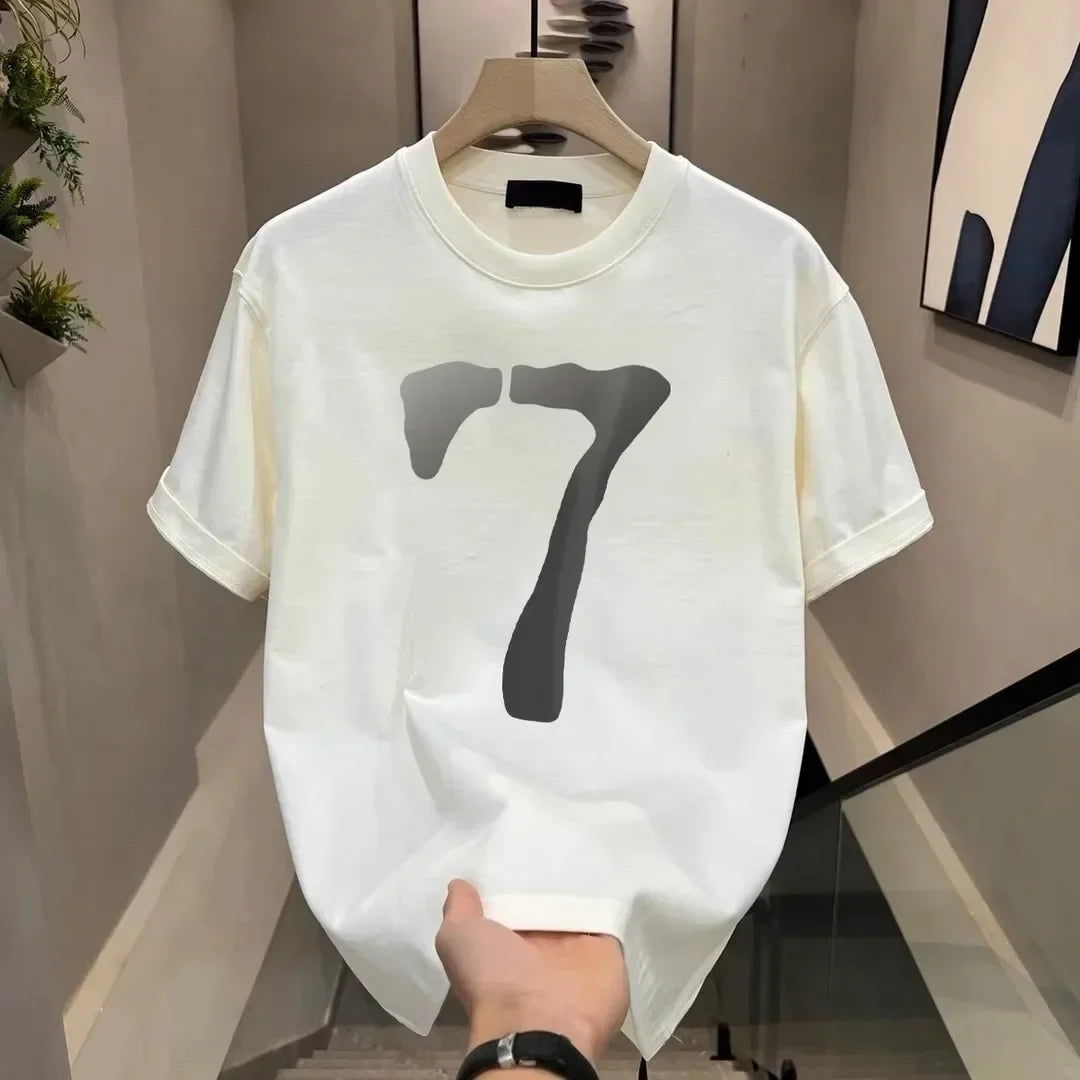 High End Short Sleeved Men's Trendy Round Neck Minimalist Printed Versatile Trendy Casual Top T-shirt WK001