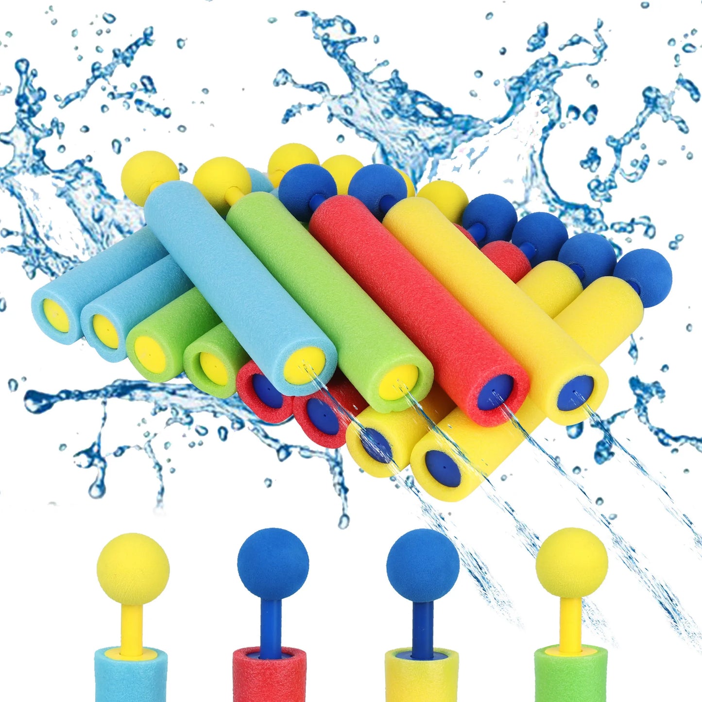 4pcs Water Blaster Water Guns for Kids Shooter Portable 4 Colors 30ft Range Children Foam Water Gun Summer Swimming Pool Toys