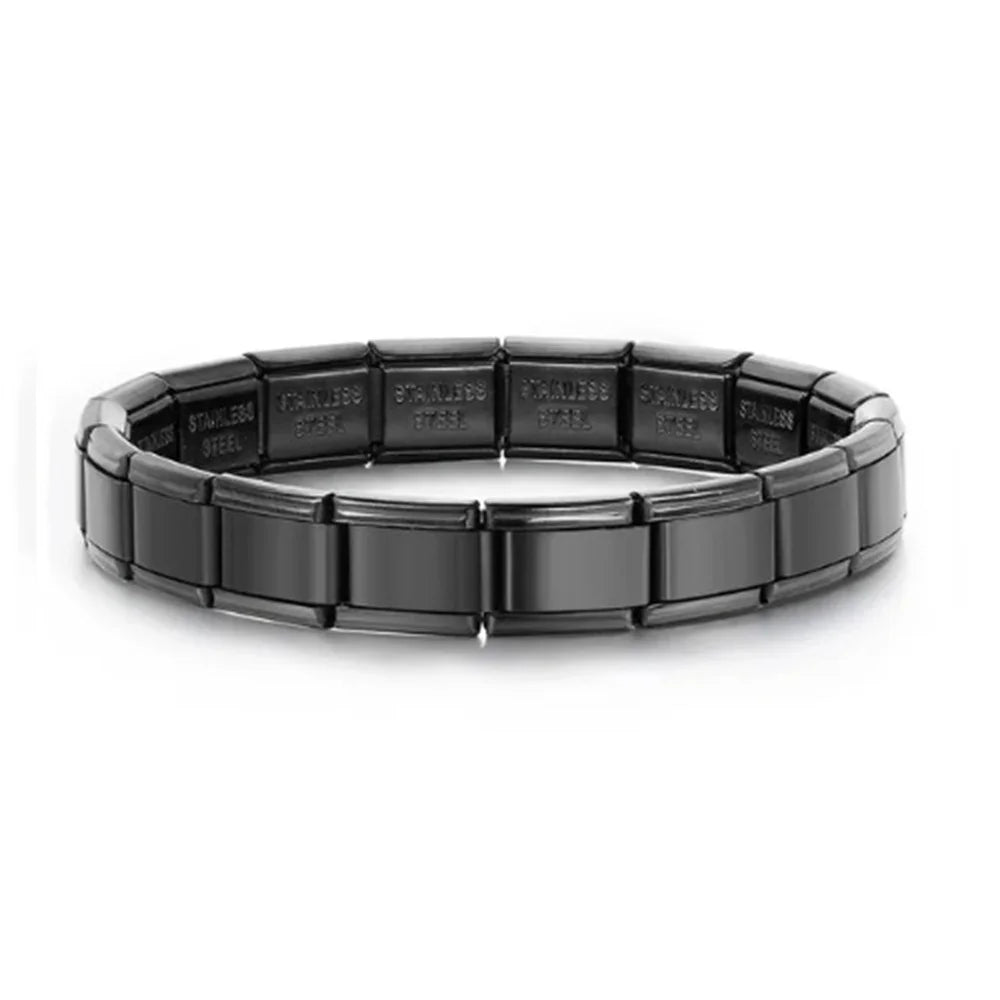 9mm Width Italian Charm Bracelet Fashion Stainless Steel Bangle Elastic Link Chain High Quality Factory DIY