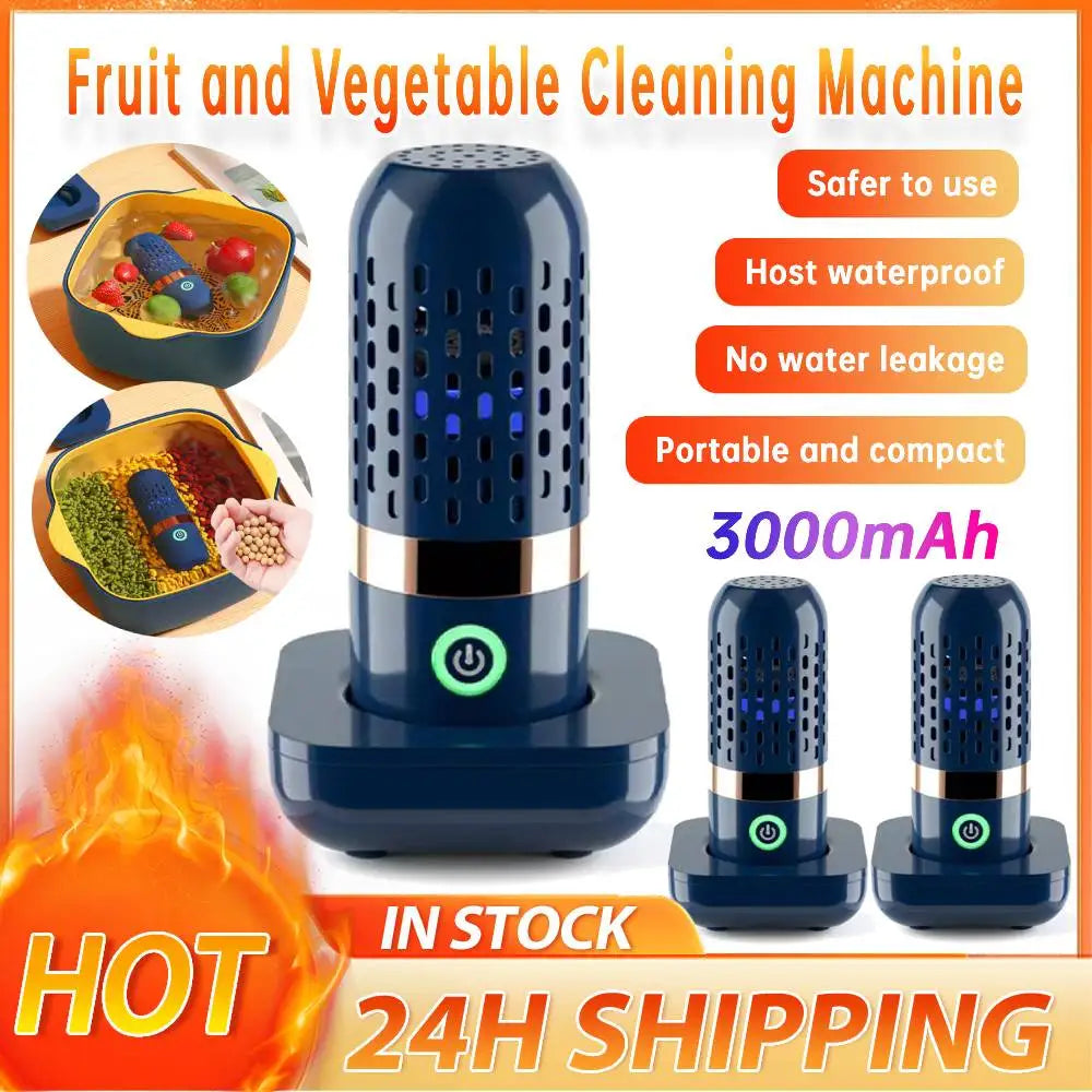3200mAh Wireless Ultrasonic Washing USBMachine Fruit and Vegetable Cleaning Machine Fruit Vegetables Washing Cleaner for Kitchen