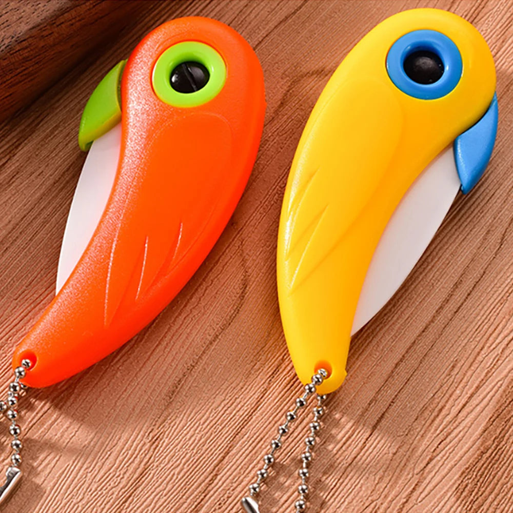 1PC Portable Ceramic Knife Creative Mini Cute Bird Multifunctional Foldable Fruit Knife Kitchen Tool