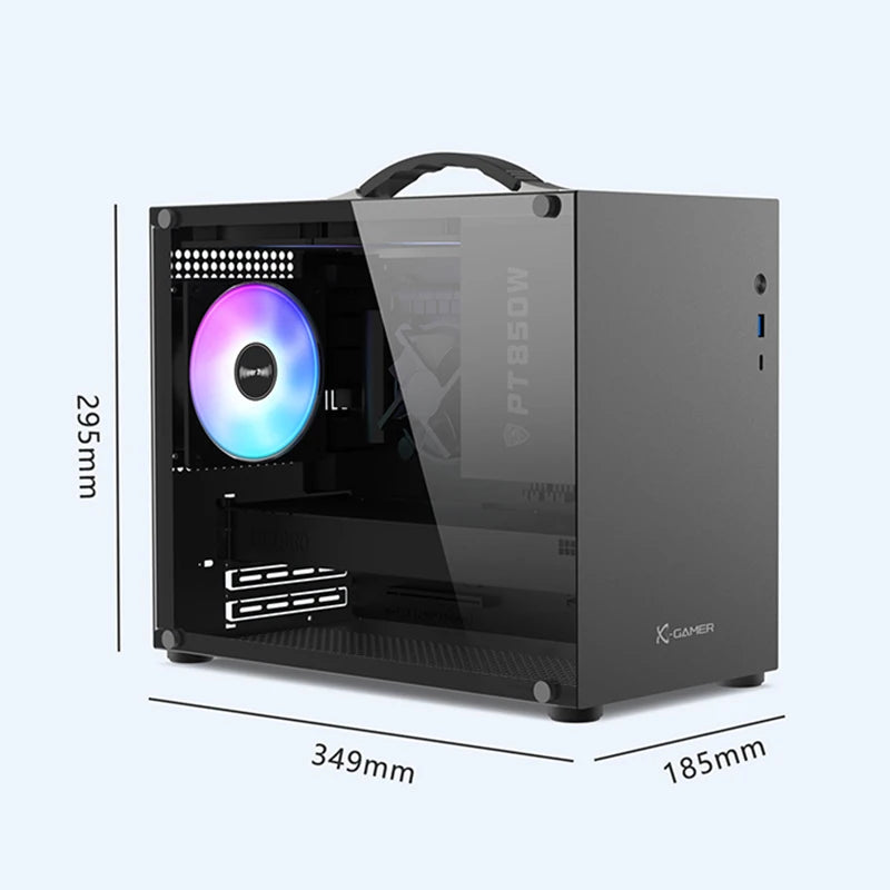PowerTrain X-GAMER X100 M-ATX Portable Computer Case ITX  MATX  Power Supply Support U3 Type-C Desktop MINI Small Chassis
