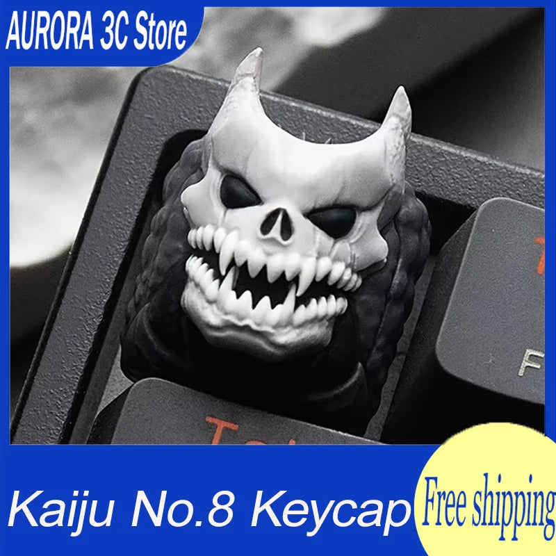 Kaiju No.8 Artisan Keycap Custom Ghost Anime 3d Keyboard Key Caps Esc Point Resin Key Caps Mechanical Keyboard Game Accessories